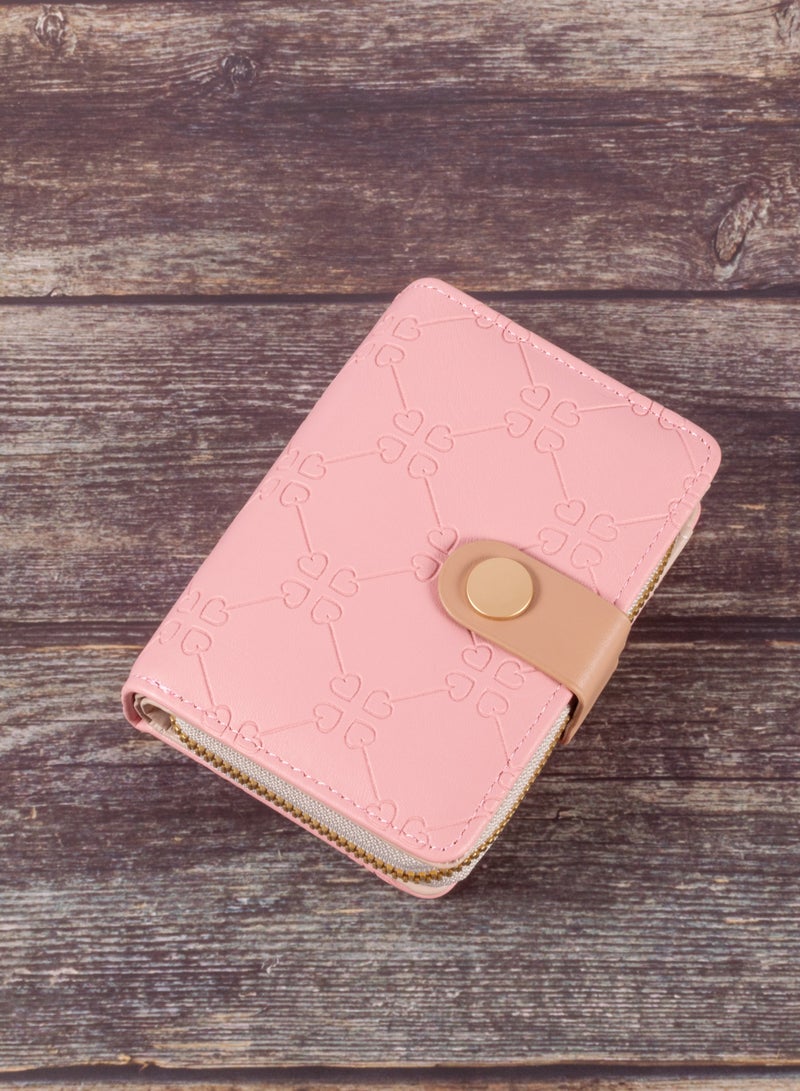 The Black Pearl Accessories Leather Flip Wallet & Card Holder with 10 Pockets and Zipped Pocket Pink  - Image 1