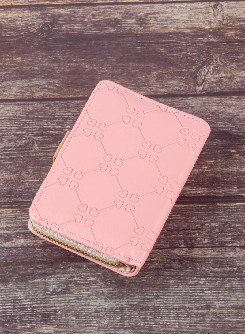 The Black Pearl Accessories Leather Flip Wallet & Card Holder with 10 Pockets and Zipped Pocket Pink  - Image 2