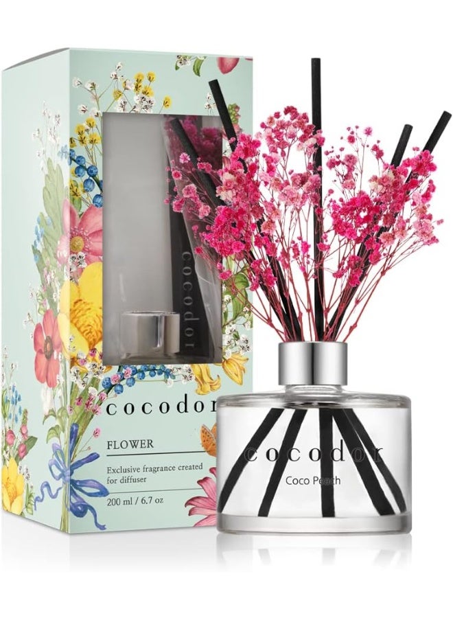 cocodor Cocod'or Preserved Real Flower Reed Diffuser/Coco Peach / 6.7oz(200ml) / 1 Pack/Reed Diffuser Set, Oil Diffuser & Reed Diffuser Sticks, Home Decor & Office Decor, Fragrance and Gifts - Image 1