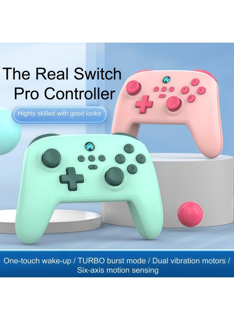 Wireless Switch Controllers , 6-Axis Gyro, Turbo Function, Compatible with Switch/PC (Wireless)/iOS/Android, All Functions Included with a Stylish Design and Cute Color - Green - Image 3