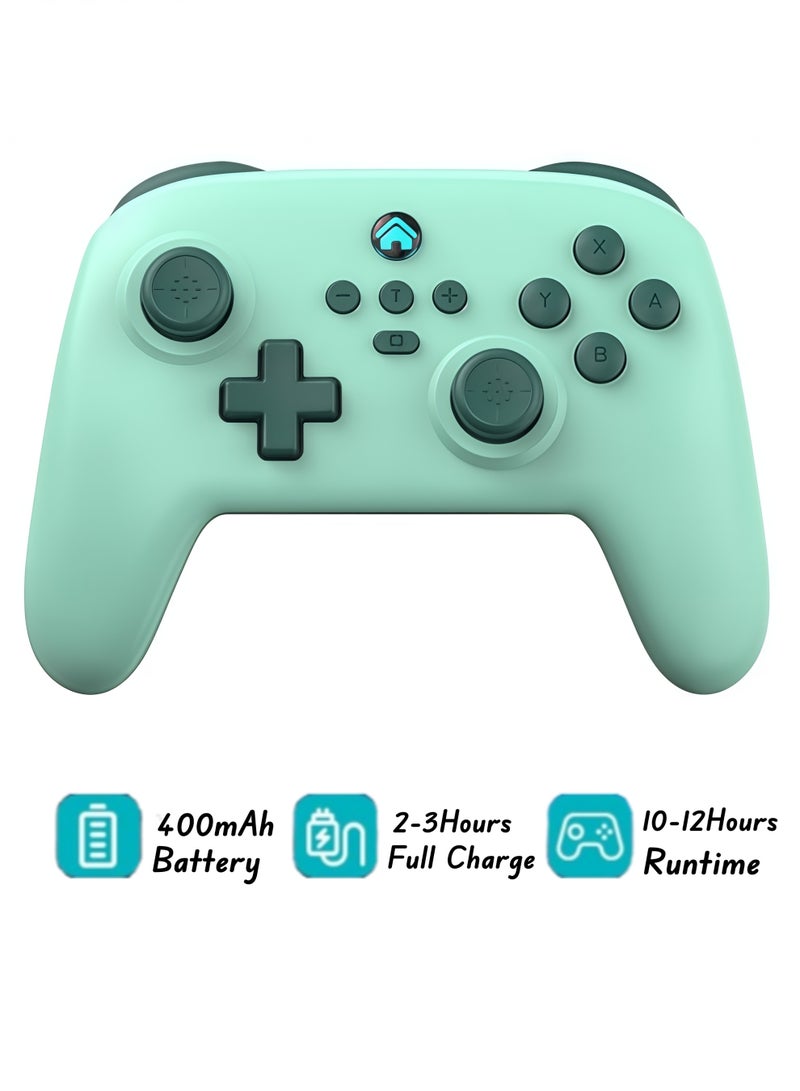 Wireless Switch Controllers , 6-Axis Gyro, Turbo Function, Compatible with Switch/PC (Wireless)/iOS/Android, All Functions Included with a Stylish Design and Cute Color - Green - Image 1