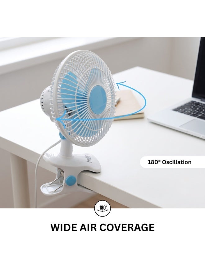  حىجيقس 8" Clip Fan - 35W Oscillating Desk Fan with 2 Speed Settings, 3-Blade Quiet Cooling Fan for Home, Office, Bedroom, Dorm Room - Sturdy Clip-On Electric Fan - Image 5