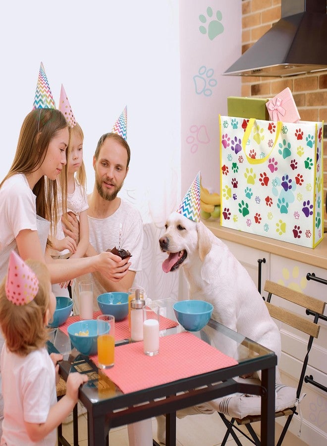 PerKoop مجموعة بيركوب من 4 أكياس هدايا كبيرة جدًا بطبعة مخلب كلب، مقاس 20 × 16 بوصة، قابلة لإعادة الاستخدام، مصنوعة من قماش غير منسوج، مثالية لحفلات أعياد ميلاد الجراء. - Image 3