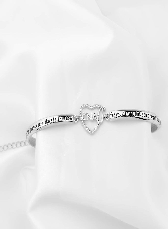 BNQL CNA Certified Nurse Assistant Stethoscope Heart Bracelet CNA Charm Jewelry Gifts for Nursing Student (Bracelet) - Image 2