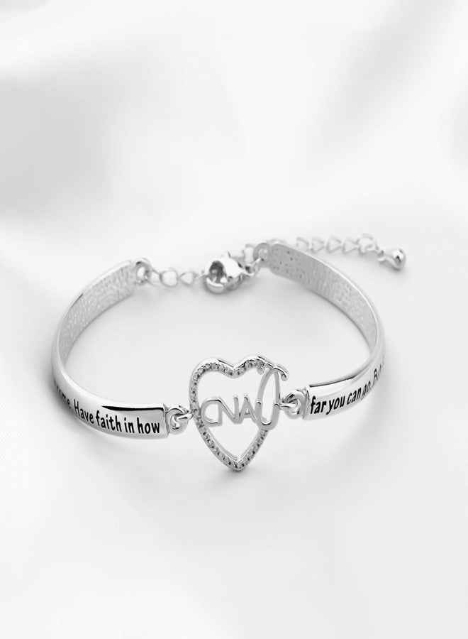 BNQL CNA Certified Nurse Assistant Stethoscope Heart Bracelet CNA Charm Jewelry Gifts for Nursing Student (Bracelet) - Image 3