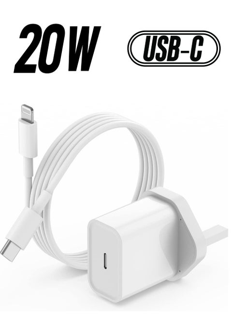 20W Type C Fast Charger Adapter for iphone 14 pro/ 14 pro max/14/13/12/11, USB C Fast Charging Plug with Cable 2M