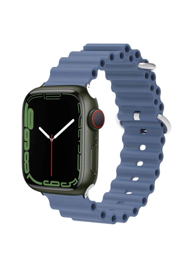 Replacement Strap Ocean Silicone Metal Head Watch Band For Apple Watch Series 987 41mm / SE 3SE 26SE54 40mm / 321 38mm Lavender Gray 