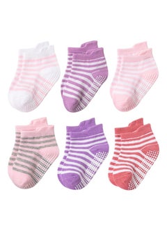 Generic 6 Pairs Baby Socks With Grippers, Non Slip Grip Baby Socks  - Image 1