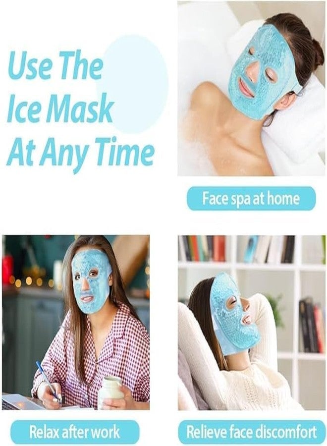 CREWLA Cooling Face Masks For Women Man, Skin Care Hot Cold Therapy Full Face Mask for Migraines, Headache, Stress, Redness, Puffiness,Puffy Eyes, Dark Circles, Soft Fabric Backing, Reusable, (FREE Face Roller) - Image 3