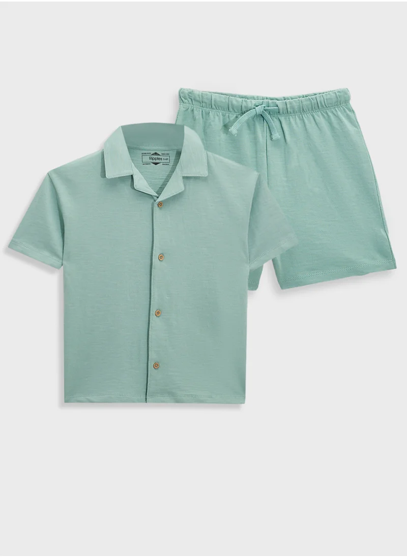 Ripples Resort Collar Shirt & Shorts Set
