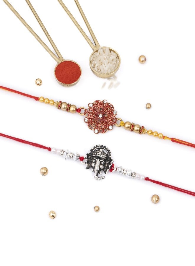 DORE® Rakhi For Brother Set of 2 Lambodar Priya Rakhi Combo - Image 1