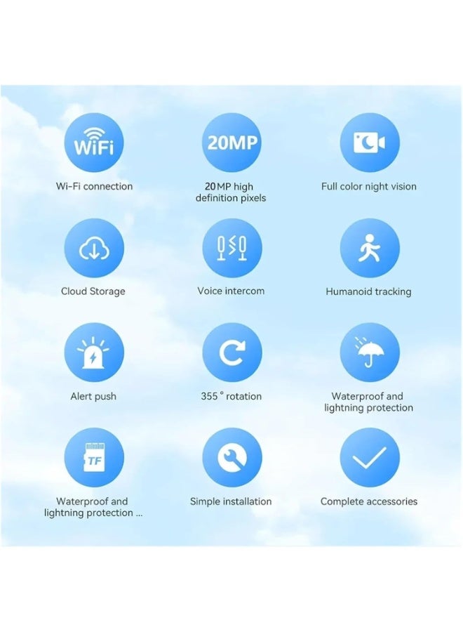 O Ozone HD Wifi Security Camera Outdoor| Four-Lens,  AI Tracking,360° PTZ, Full-Color & Infrared Night Vision, IP66 Waterproof, Indoor/Outdoor Surveillance - Image 2