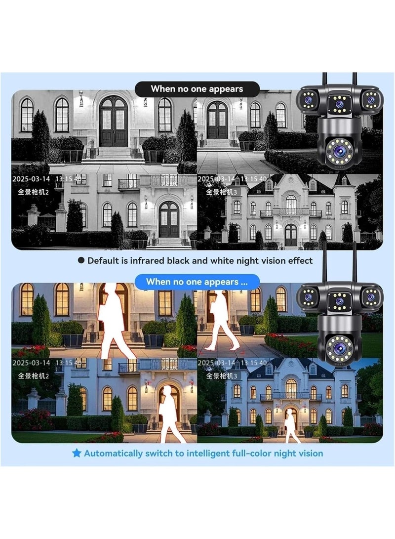 O Ozone HD Wifi Security Camera Outdoor| Four-Lens,  AI Tracking,360° PTZ, Full-Color & Infrared Night Vision, IP66 Waterproof, Indoor/Outdoor Surveillance - Image 4