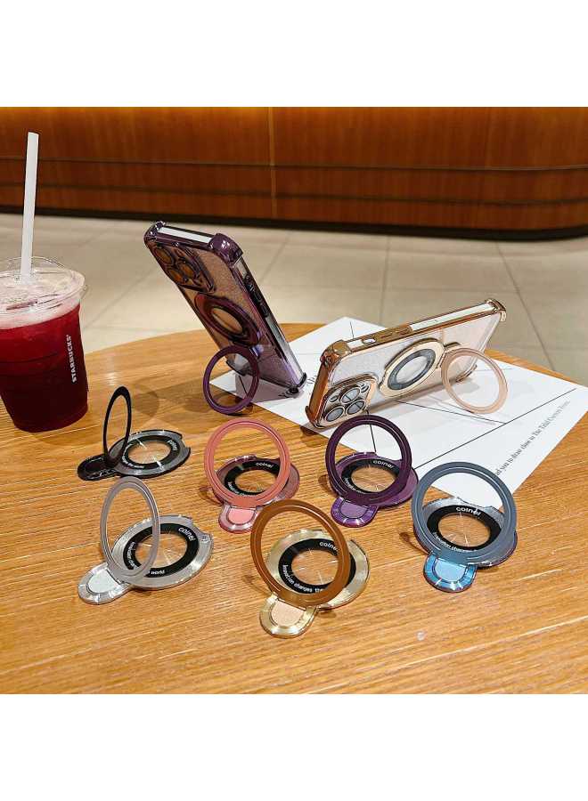 Ultra-thin Ring Mobile Phone Bracket Magnetic Folding Magnetic Wireless Charging Magsafe Mobile Phone Case Universal Desktop Bracket-Color:Magnetic Magnifying Glass Metal Stand [silver]  - Image 3