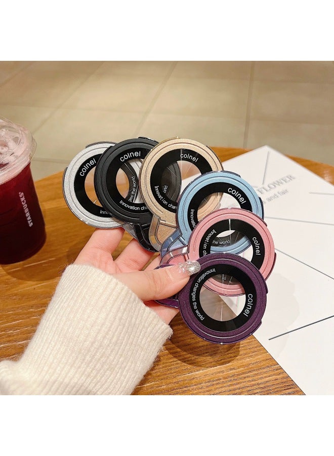 Ultra-thin Ring Mobile Phone Bracket Magnetic Folding Magnetic Wireless Charging Magsafe Mobile Phone Case Universal Desktop Bracket-Color:Magnetic Magnifying Glass Metal Stand [silver]  - Image 2