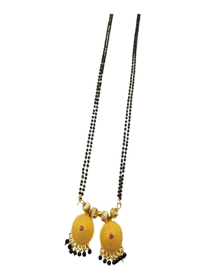 Swaroop Designer Mangalsutra For Women Stylish New Gold Plated Mangalsutra Long Size Heavy Design Long Black Bead Chain 163 - Image 1
