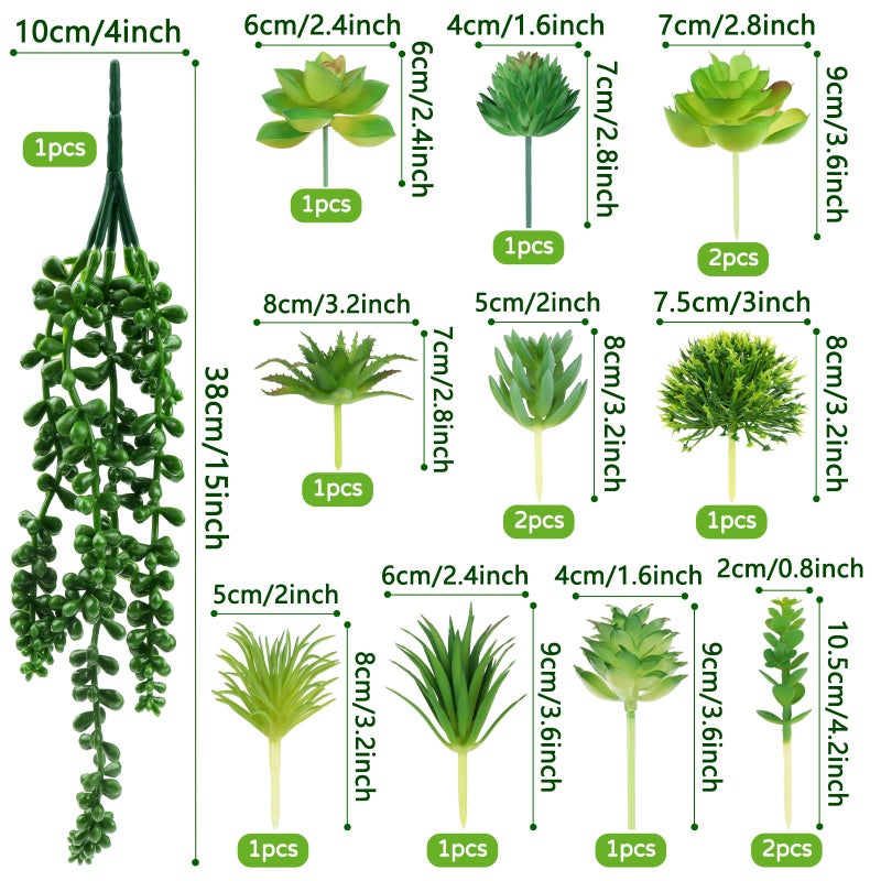 QUOZUO Succulents Plants Artificial, 14pcs Green Succulents Plant, Mini Fake Succulents for DIY Crafting Home Garden Office Party - Image 2