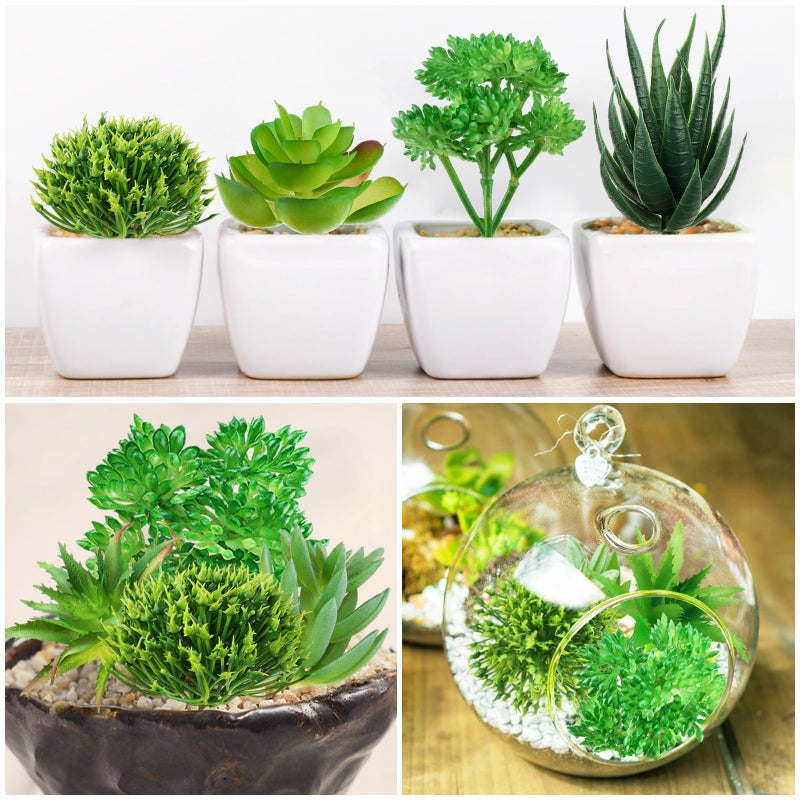 QUOZUO Succulents Plants Artificial, 14pcs Green Succulents Plant, Mini Fake Succulents for DIY Crafting Home Garden Office Party - Image 5