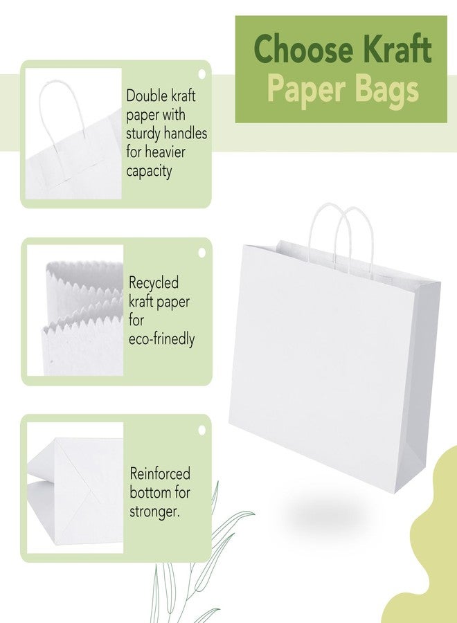 MESHA Gift Paper Bags White X-Large 16x6x12 25 Pack,Kraft Gift Bags with Handles for Shopping Birthday Party Favor Grocery Retail Merchandise Wedding Sacks - Image 2