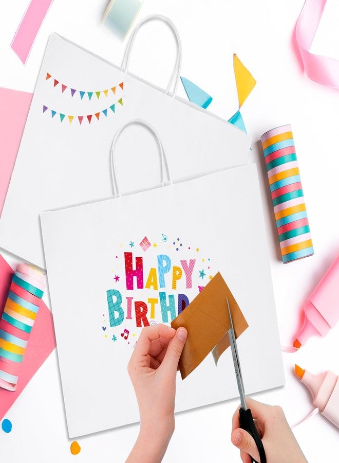 MESHA Gift Paper Bags White X-Large 16x6x12 25 Pack,Kraft Gift Bags with Handles for Shopping Birthday Party Favor Grocery Retail Merchandise Wedding Sacks - Image 5