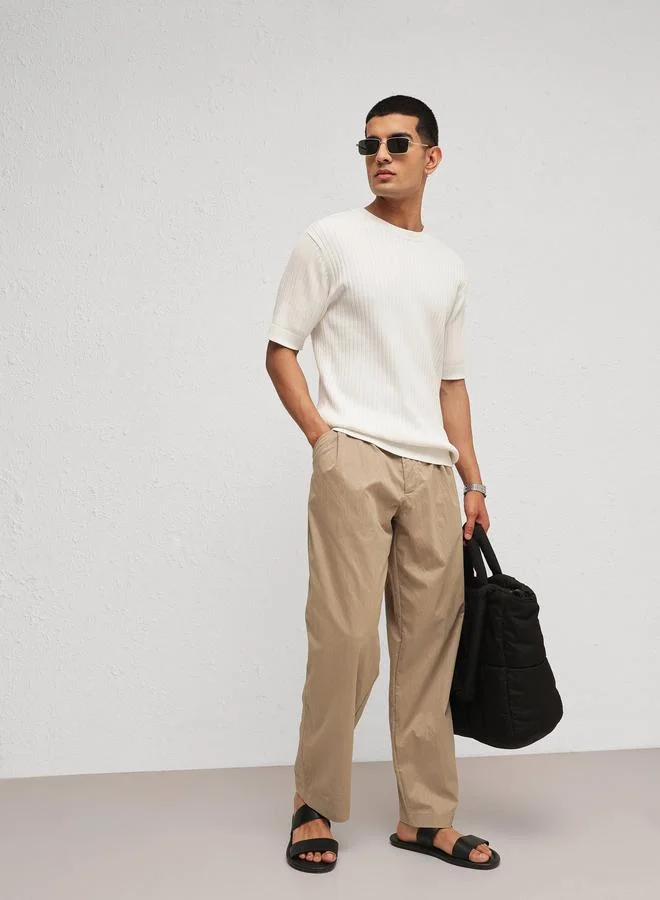 ساسافراس Men White Round Neck Relaxed Fit T-Shirt