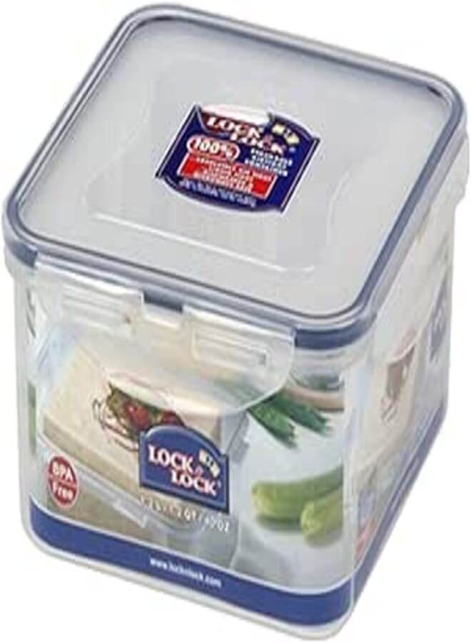 LocknLock Square Plastic Container with Fresh Tray, Transparent, 1.2L, HPL822T