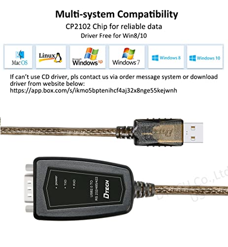 DTech USB to Serial Adapter RS422 RS485 R232 to USB Cable (3 in 1 Interface) Supports DC 5V with Breakout Board LED Lights for Multi-Kind Control Devices Windows 11 10 8 7 XP Mac (1.5ft) - Image 4
