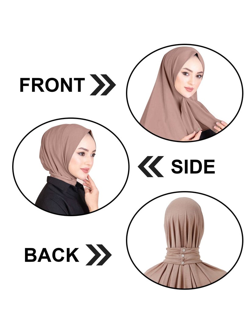 Excefore 2 Pcs Instant Hijab for Women, Women's Ninja Hijab Cap Under Scarf Stretch, for Women Solid Color Modal Islamic Muslim Hijab Undercap - Image 3