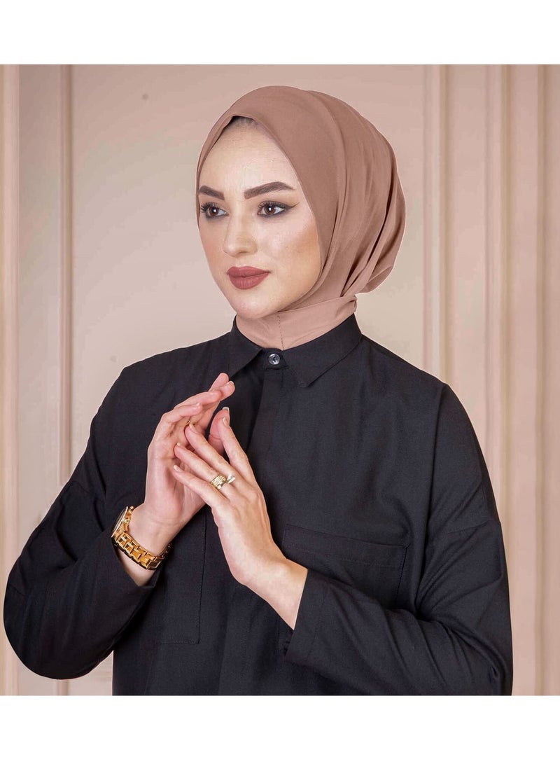 Excefore 2 Pcs Instant Hijab for Women, Women's Ninja Hijab Cap Under Scarf Stretch, for Women Solid Color Modal Islamic Muslim Hijab Undercap - Image 4