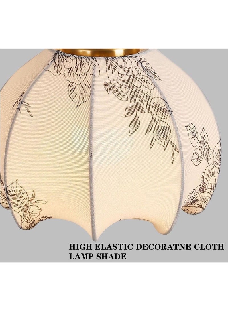 Sunspire French vintage-style pendant light, ceiling-mounted fixture with LED bulb featuring three-colour adjustable dimming. Adorned with a patterned fabric lampshade, suitable for recessed ceiling installation in corridors, bedrooms, living rooms, and kitchen entrances. - Image 4