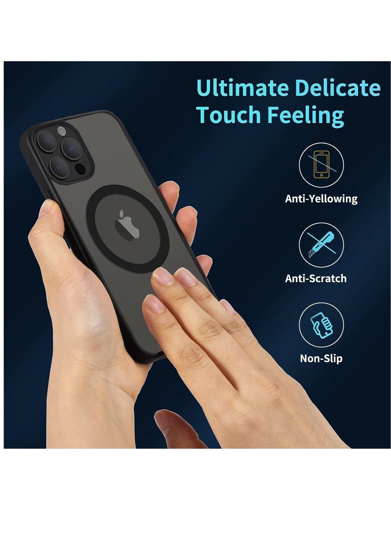 JAJEEK iPhone 13 Pro Max Case Clear Magsafe Slim Cover, Ultra-Thin Shockproof and Anti-Yellow Transparent Protective Cover Compatible for Apple iPhone 13 Pro Max 6.7 inch - Black - Image 4