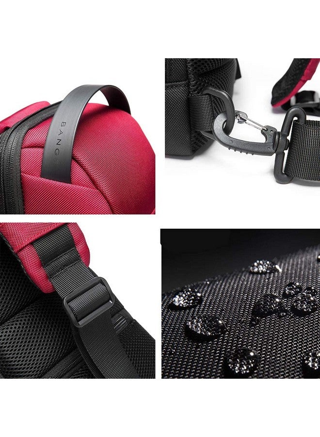 BANGE Unisex Adult Multifunctional Polyester Material Water Resistant Sling bag with USB Charging (Red) - Image 4