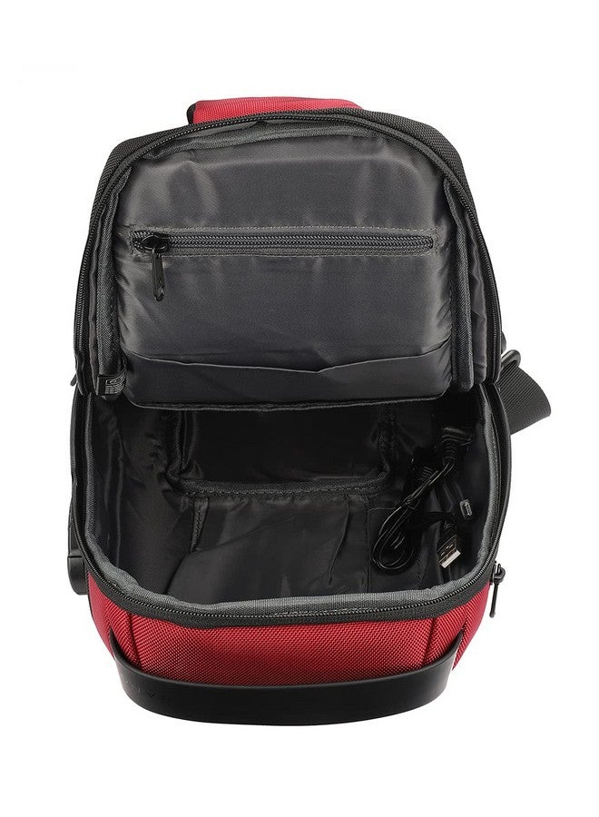 BANGE Unisex Adult Multifunctional Polyester Material Water Resistant Sling bag with USB Charging (Red) - Image 5