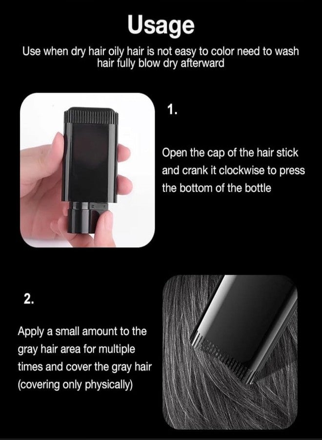 KHAMKARI Hair Color Comb Stick, Waterproof and Sweat-Proof Grey Hair Coverage for Men & Women, Easy Application Quick Root Touch-Up Stick for Men & Women | Temporary Hair Color Pen (BLACK.) (BLACK.) - Image 2