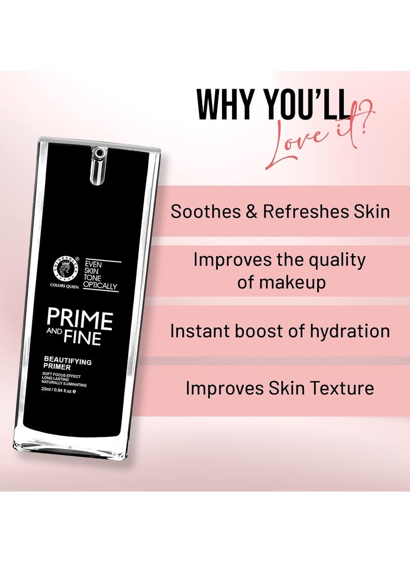 COLORS QUEEN Prime and Fine Beautifying Primer Long Lasting 25ml Transparent  - Image 4