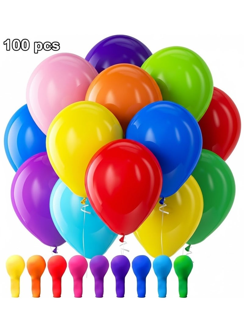 Lukadah 100 PCS Premium Rainbow Latex Balloons - 12 Inch Assorted Colors Party Decoration Balloons, Multicoloured Helium Balloon For Kids Birthday, Wedding, Baby Shower, School Decor, Anniversary Event Supplies - Image 1