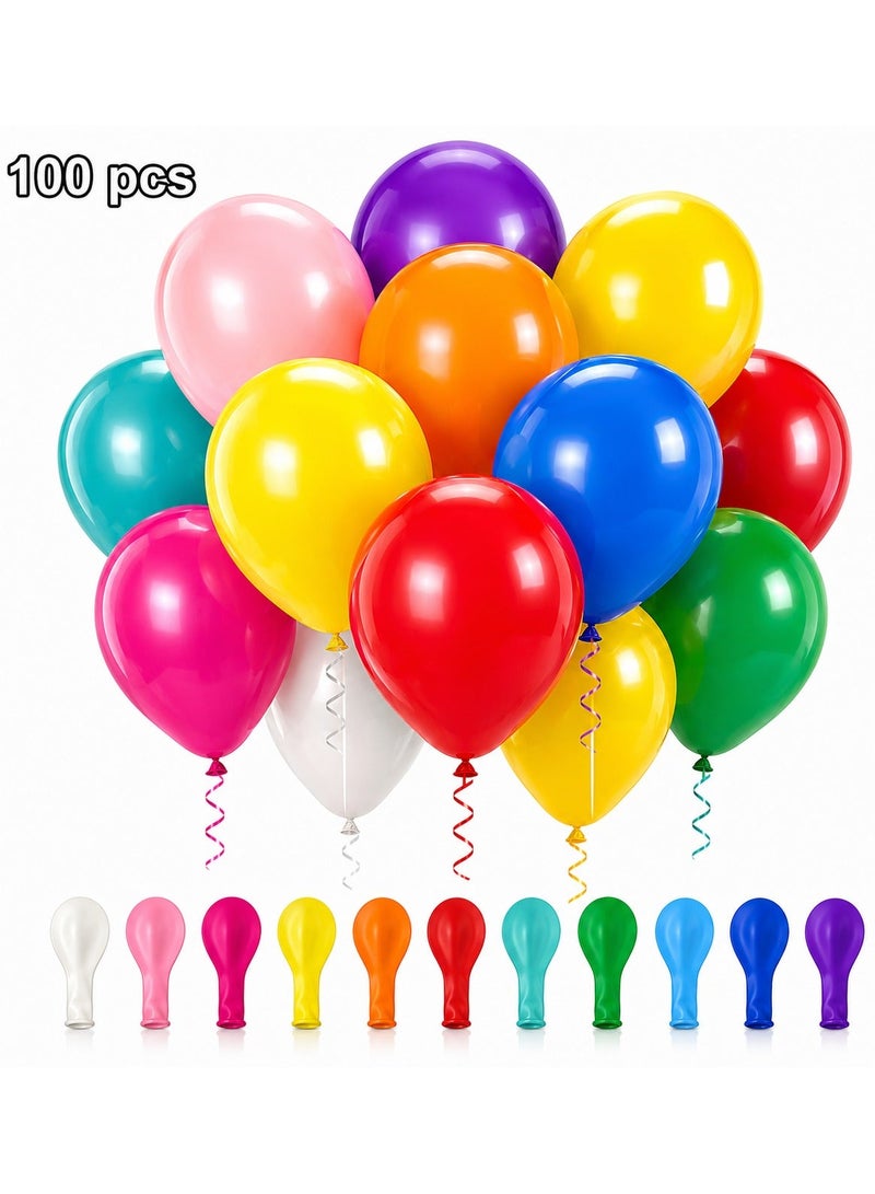 Lukadah 100 PCS Premium Rainbow Latex Balloons - 12 Inch Assorted Colors Party Decoration Balloons, Multicoloured Helium Balloon For Kids Birthday, Wedding, Baby Shower, School Decor, Anniversary Event Supplies - Image 1