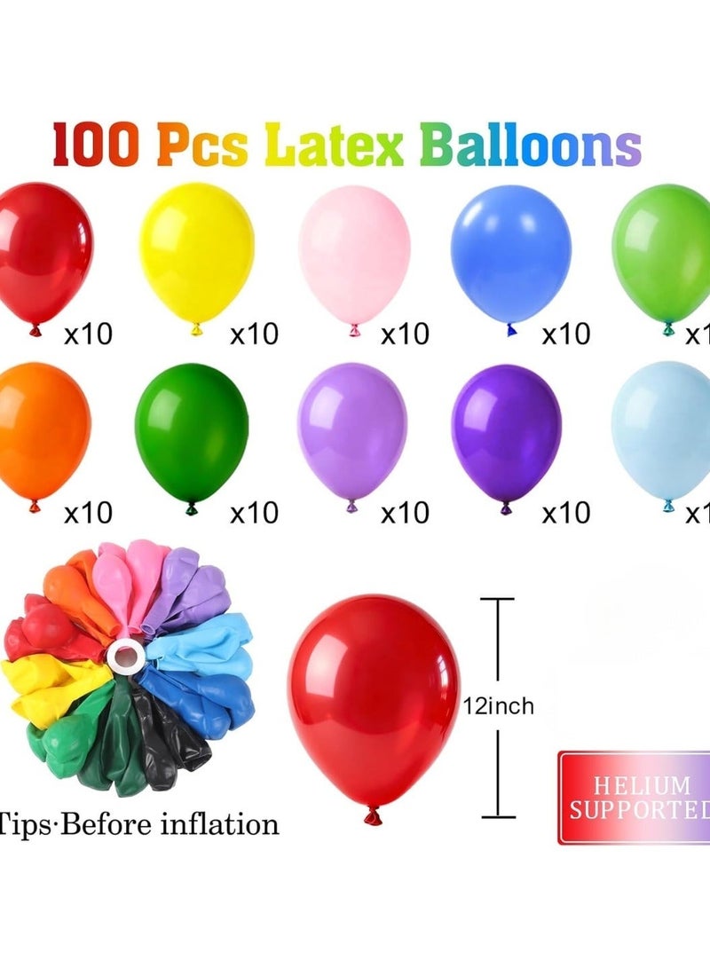 Lukadah 100 PCS Premium Rainbow Latex Balloons - 12 Inch Assorted Colors Party Decoration Balloons, Multicoloured Helium Balloon For Kids Birthday, Wedding, Baby Shower, School Decor, Anniversary Event Supplies - Image 4