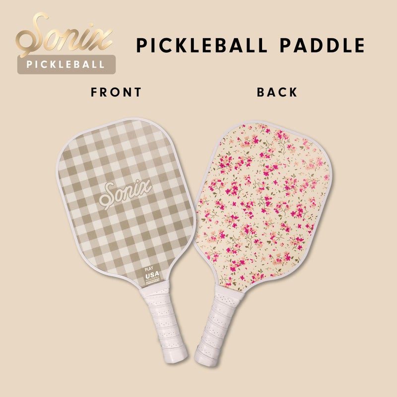 Sonix | Stylish Premium Pickleball Paddle | Fiberglass Surface, Non-Slip Cushion Grip| Single Pickle Ball Racket | Pink Floral Print | Cottage Floral Pink - Image 2