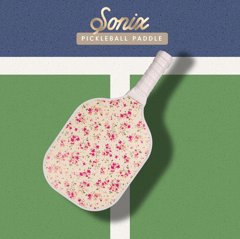 Sonix | Stylish Premium Pickleball Paddle | Fiberglass Surface, Non-Slip Cushion Grip| Single Pickle Ball Racket | Pink Floral Print | Cottage Floral Pink - Image 3