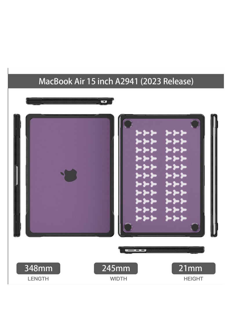 GULFLINK Hard Shell Case Cover with Kickstand Shockproof Function for MacBook Air A2941 15 inch Purple  - Image 4