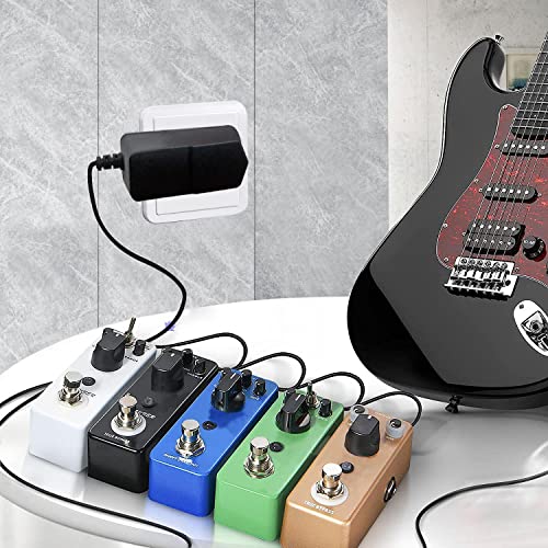 Rockhouse مزود طاقة دواسة الجيتار Rockhouse 9V، محول AC DC بجهد 9 فولت 1A لشاحن لوحة الدواسات مع كابل سلسلة دائرية 6 طرق لدواسات تأثير BOSS 1 Spot ذات المركز السالب - Image 2