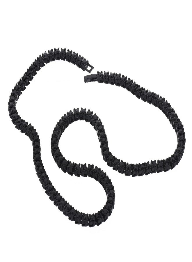 metaltree98 Black Plated Tennis Stone Chain Necklace (18 inch) - Image 1
