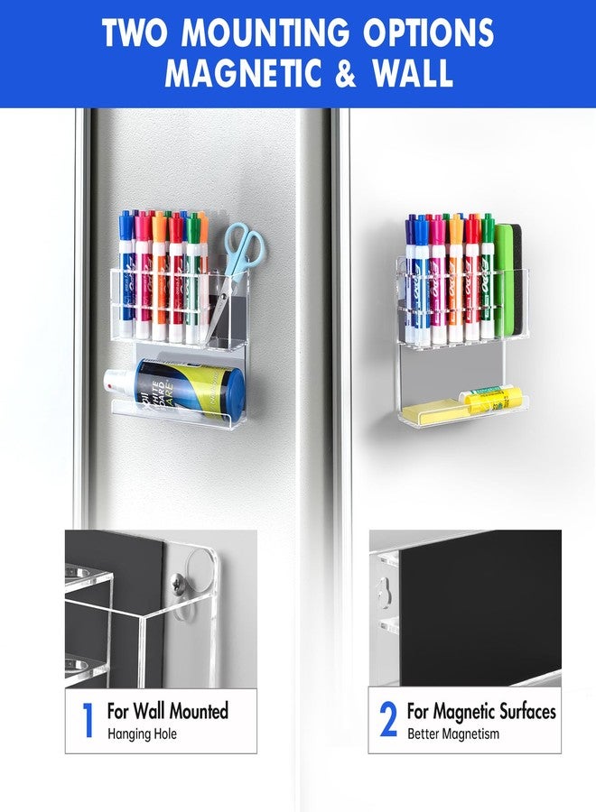 Banafich Clear Magnetic Dry Erase Marker Holder for Whiteboard, Acrylic Magnet Pen Holder Wall Mount, Black Magnetic Pencil Holder Cup for Refrigerator Fridge, Office, Locker Accessories for Classroom - Image 3