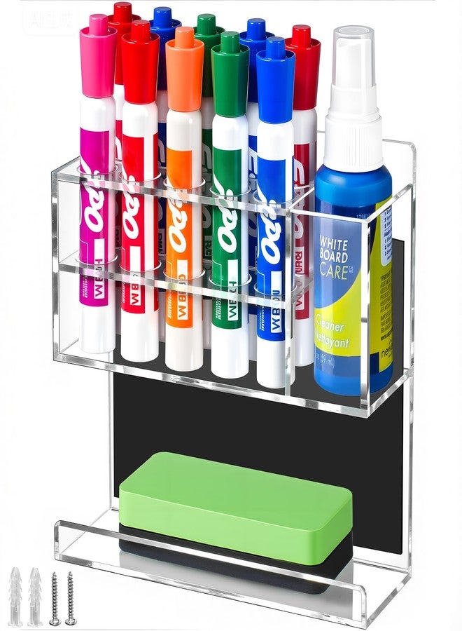 Banafich Clear Magnetic Dry Erase Marker Holder for Whiteboard, Acrylic Magnet Pen Holder Wall Mount, Black Magnetic Pencil Holder Cup for Refrigerator Fridge, Office, Locker Accessories for Classroom - Image 1