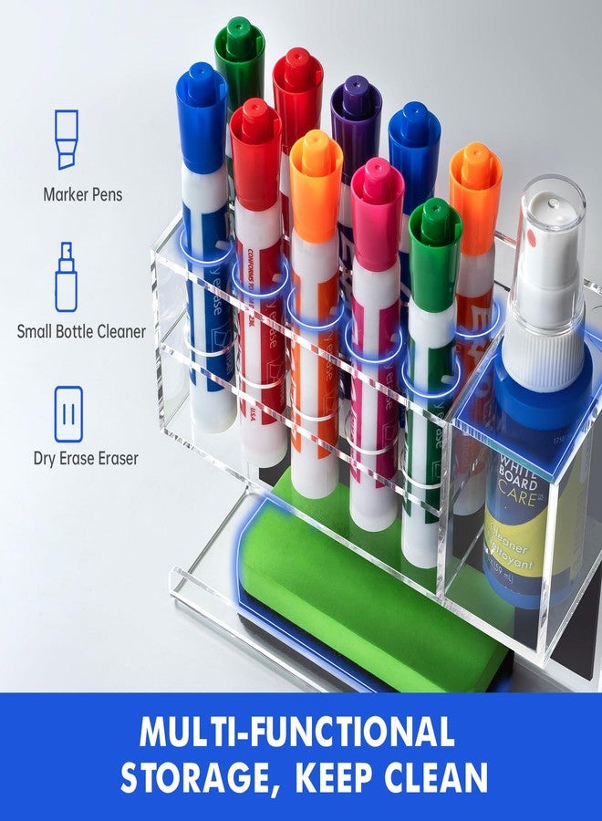 Banafich Clear Magnetic Dry Erase Marker Holder for Whiteboard, Acrylic Magnet Pen Holder Wall Mount, Black Magnetic Pencil Holder Cup for Refrigerator Fridge, Office, Locker Accessories for Classroom - Image 2