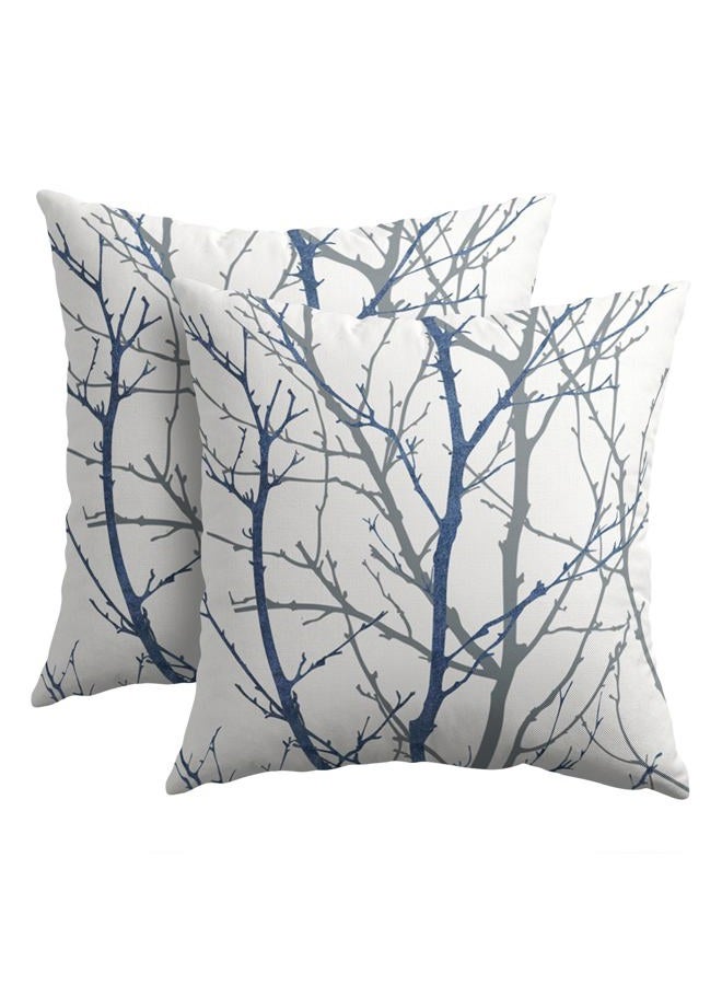 aportt Navy Blue Gray Tree Pillow Covers 18x18 Inch Grey Blue Branch Print Decorative Pillow Cases Blue White Nature Plant Throw Pillows Set of 2 Seasonal Modern Farmhouse Home Decor For Sofa Couch Outdoor - Image 1