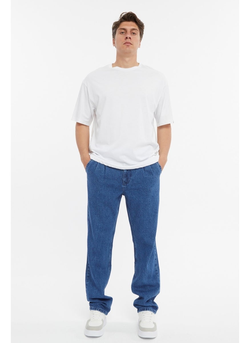 Cedy Denim - بنطلون جينز رجالي فضفاض بقصّة واسعة وخصر مرتفع ومطوي - C354 - Image 1