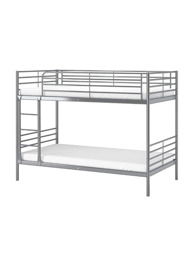 MAF furniture Maf Metal Steel Bunk Bed Maf-116 Heavy Duty Silver & Guard Rails Sturdy For Home, Baby Home, Apartment Studio Room Size 90X190 Cm  - Image 1