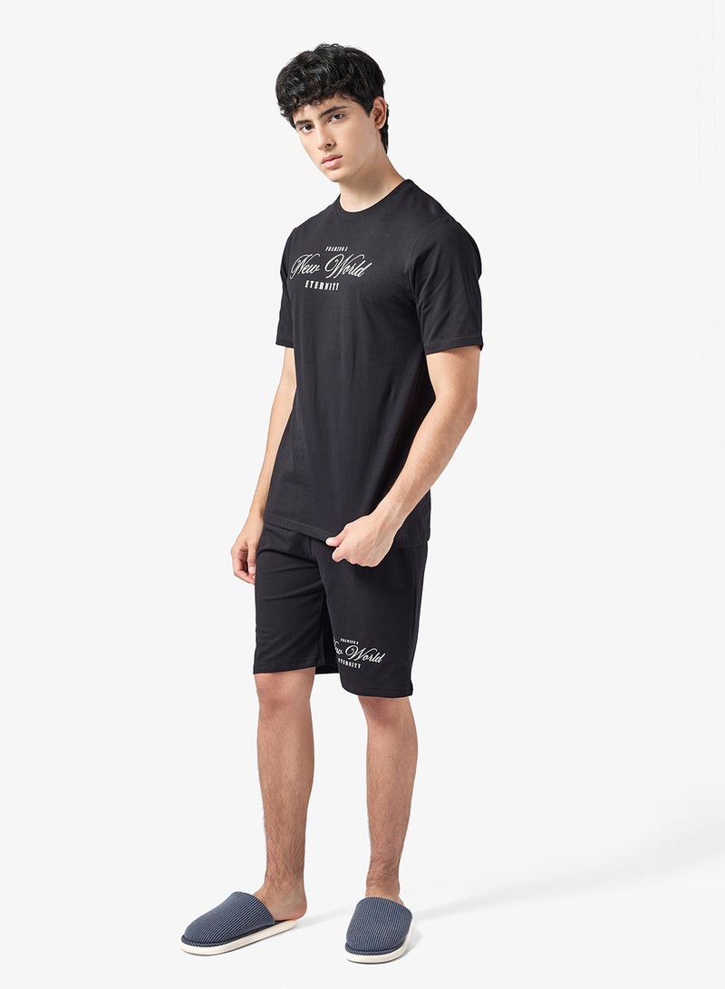 سفنتي فايف طقم بيجامة تي شيرت وشورت - Image 1